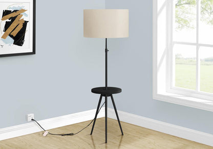 Monarch Specialties - Lighting, Floor Lamp, 63inH, Black Metal, Ivory / Cream Shade, Contemporary - I-9745 veiw 2