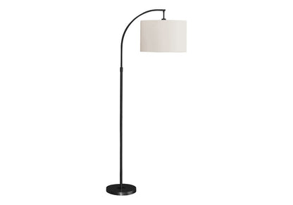 Monarch Specialties - Lighting, 65inH, Floor Lamp, Black Metal, Ivory / Cream Shade, Contemporary - I-9749 veiw 1