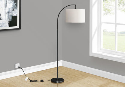 Monarch Specialties - Lighting, 65inH, Floor Lamp, Black Metal, Ivory / Cream Shade, Contemporary - I-9749 veiw 2
