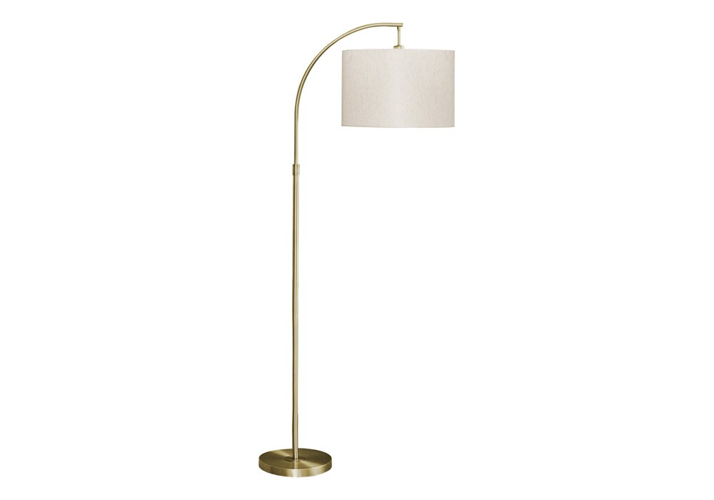 Monarch Specialties - Lighting, 65inH, Floor Lamp, Brass Metal, Ivory / Cream Shade, Contemporary - I-9750 veiw 1