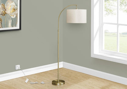 Monarch Specialties - Lighting, 65inH, Floor Lamp, Brass Metal, Ivory / Cream Shade, Contemporary - I-9750 veiw 2