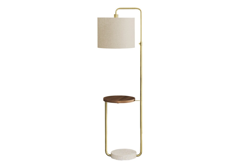 Monarch Specialties - Lighting, 67inH, Floor Lamp, Usb Port Included, Brass Metal, Beige Shade, Contemporary - I-9754 veiw 1
