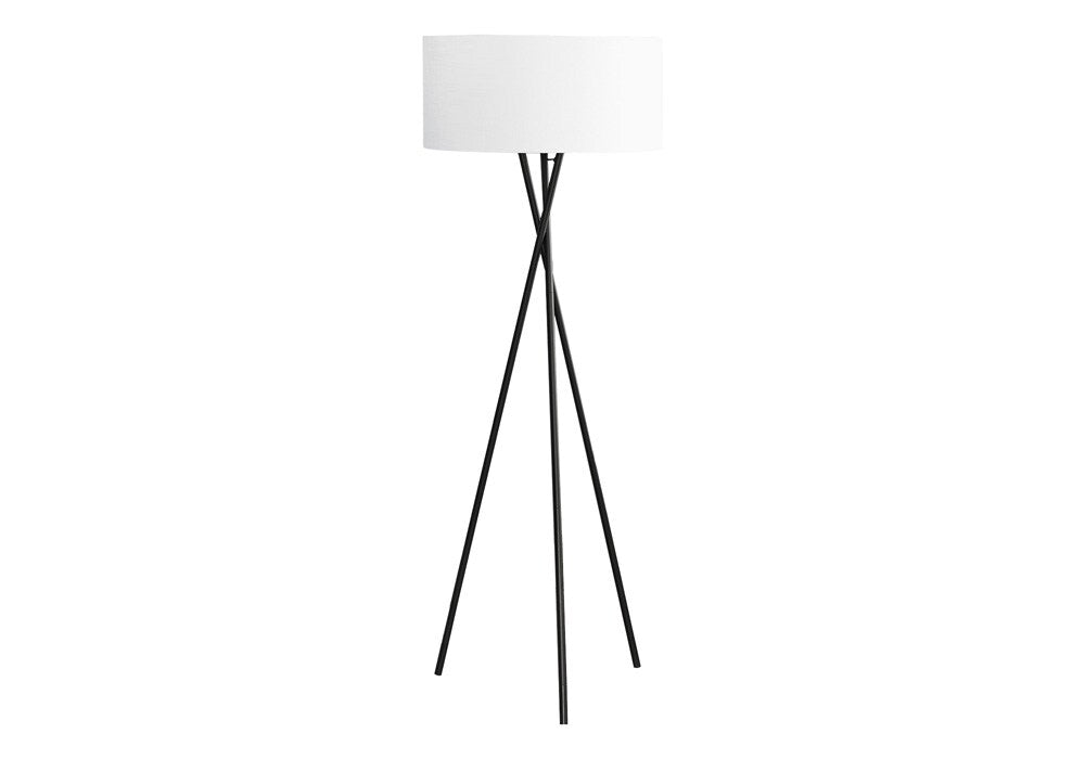 Monarch Specialties - Lighting, 62inH, Floor Lamp, Black Metal, Ivory / Cream Shade, Contemporary - I-9756 veiw 1