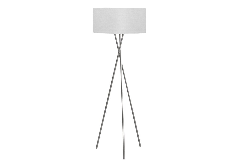 Monarch Specialties - Lighting, 62inH, Floor Lamp, Nickel Metal, Grey Shade, Contemporary - I-9757 veiw 1