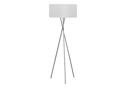 Monarch Specialties - Lighting, 62inH, Floor Lamp, Nickel Metal, Grey Shade, Contemporary - I-9757 veiw 1