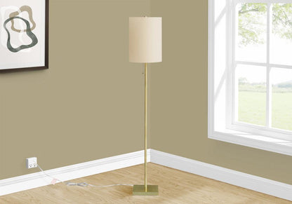 Monarch Specialties - Lighting, 62inH, Brass Metal, Ivory / Cream Shade, Contemporary - I-9759 veiw 2