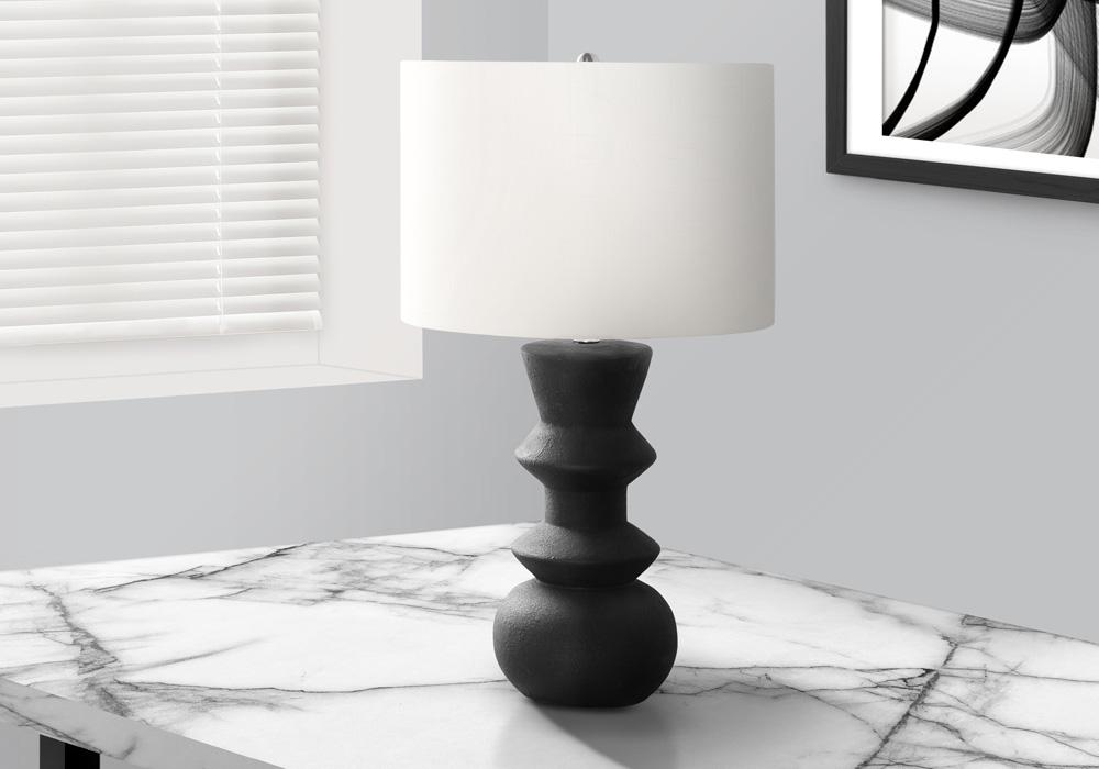 Monarch Specialties - Lighting, 26inH, Black Ceramic, Ivory / Cream Shade, Contemporary - I-9763 veiw 2