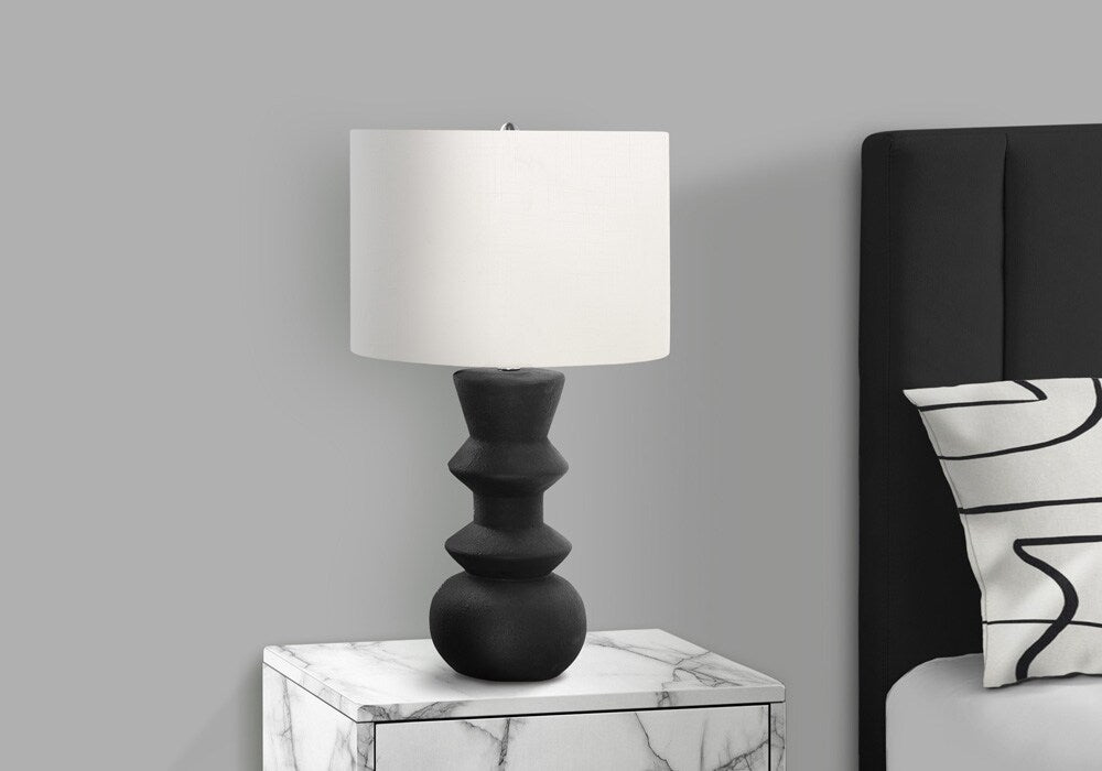 Monarch Specialties - Lighting, 26inH, Black Ceramic, Ivory / Cream Shade, Contemporary - I-9763 veiw 3