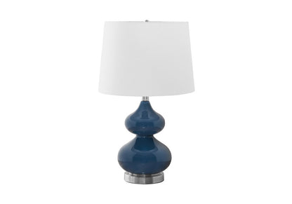Monarch Specialties - Lighting, 24inH, Blue Glass, Ivory / Cream Shade, Contemporary - I-9767 veiw 1