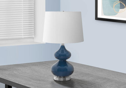 Monarch Specialties - Lighting, 24inH, Blue Glass, Ivory / Cream Shade, Contemporary - I-9767 veiw 2