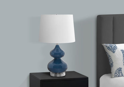 Monarch Specialties - Lighting, 24inH, Blue Glass, Ivory / Cream Shade, Contemporary - I-9767 veiw 3