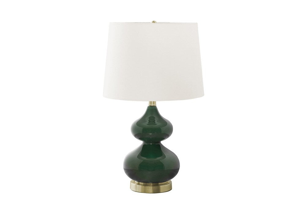 Monarch Specialties - Lighting, 24inH, Green Glass, Ivory / Cream Shade, Contemporary - I-9768 veiw 1
