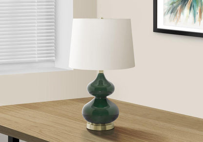 Monarch Specialties - Lighting, 24inH, Green Glass, Ivory / Cream Shade, Contemporary - I-9768 veiw 2