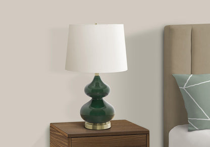 Monarch Specialties - Lighting, 24inH, Green Glass, Ivory / Cream Shade, Contemporary - I-9768 veiw 3