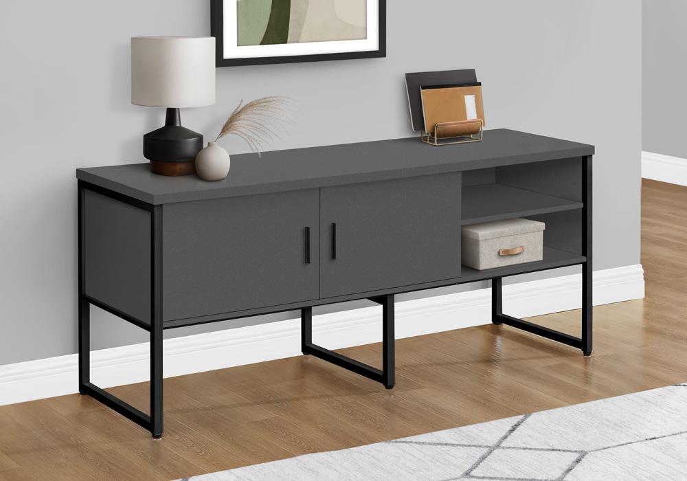 Monarch Specialties - Office Credenza, 72inL, Home Office, Work, Storage Doors, Commercial Grade, Grey Laminate, Black Metal, Contemporary, Modern - I-7732 veiw 2