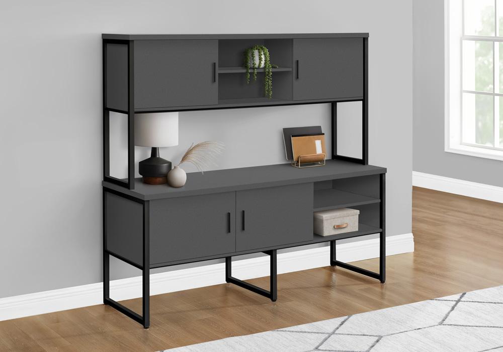 Monarch Specialties - Office Credenza, 72inL, Home Office, Work, Storage Doors, Commercial Grade, Grey Laminate, Black Metal, Contemporary, Modern - I-7732 veiw 3
