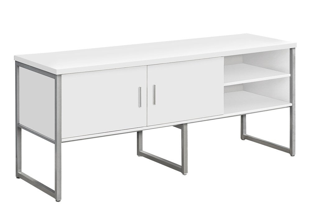 Monarch Specialties - Office Credenza, 72inL, Home Office, Work, Storage Doors, Commercial Grade, White Laminate, Silver Metal, Contemporary, Modern - I-7727 veiw 1