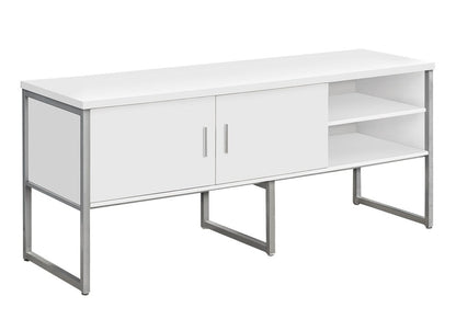 Monarch Specialties - Office Credenza, 72inL, Home Office, Work, Storage Doors, Commercial Grade, White Laminate, Silver Metal, Contemporary, Modern - I-7727 veiw 1