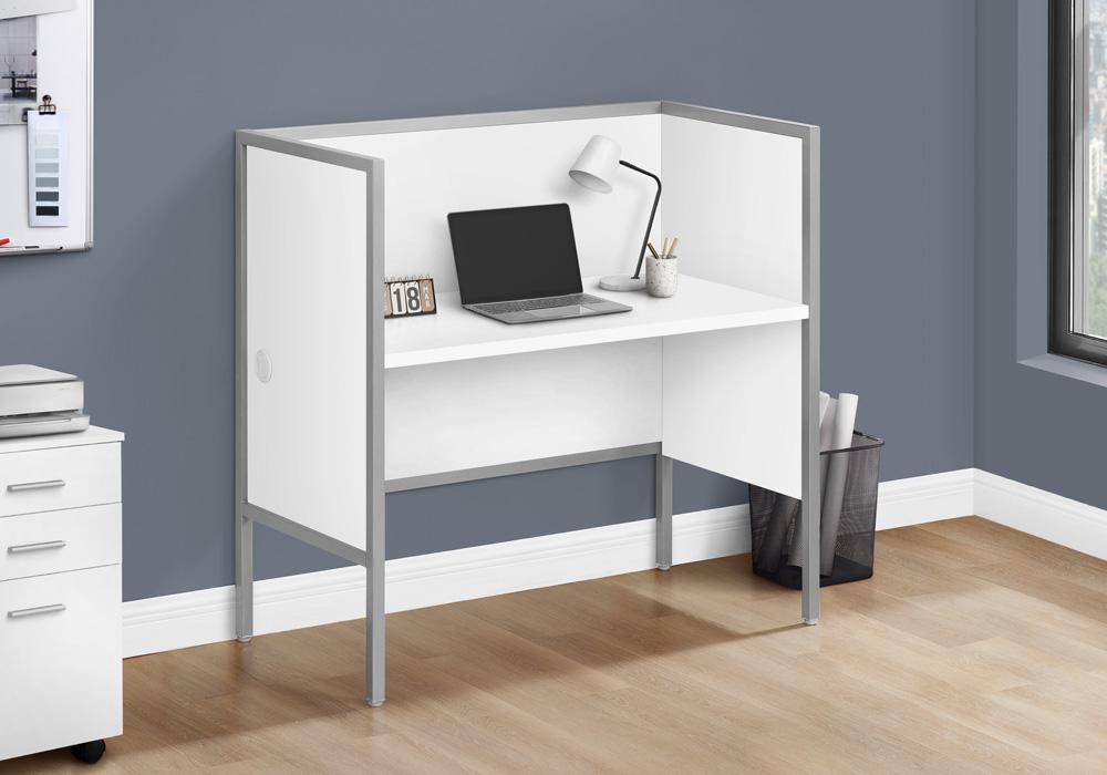 Monarch Specialties - Office Cubicle, 48inL, Desk, Work, Commercial Grade, White Laminate, Silver Metal, Contemporary, Modern - I-7729 veiw 2