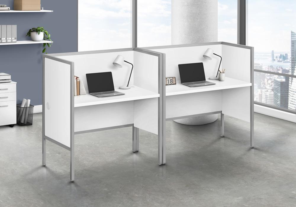 Monarch Specialties - Office Cubicle, 48inL, Desk, Work, Commercial Grade, White Laminate, Silver Metal, Contemporary, Modern - I-7729 veiw 3