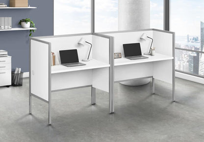 Monarch Specialties - Office Cubicle, 48inL, Desk, Work, Commercial Grade, White Laminate, Silver Metal, Contemporary, Modern - I-7729 veiw 3