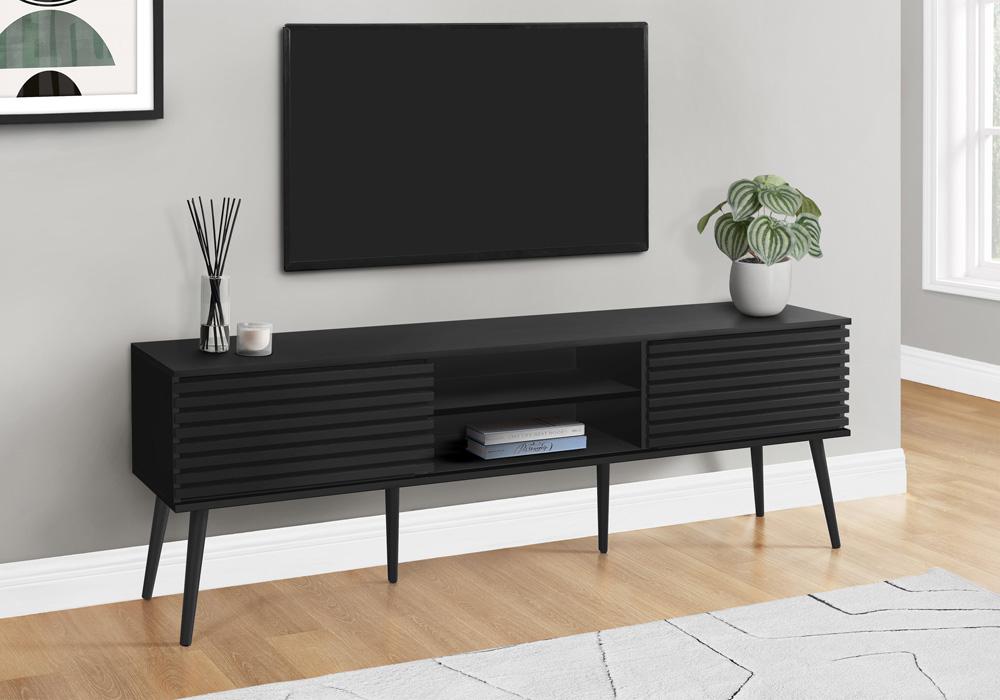 Monarch Specialties - Tv Stand, 72 Inch, Media Entertainment Center, Storage Cabinet, Console, Black Laminate, Contemporary - I-2783 veiw 10