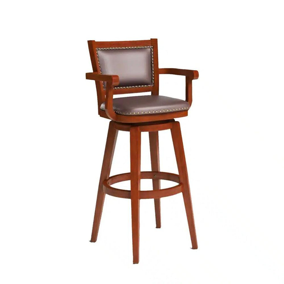 Boraam - Broadmoor Extra Tall Swivel Bar Stool with Arms - Cherry - 51 ...