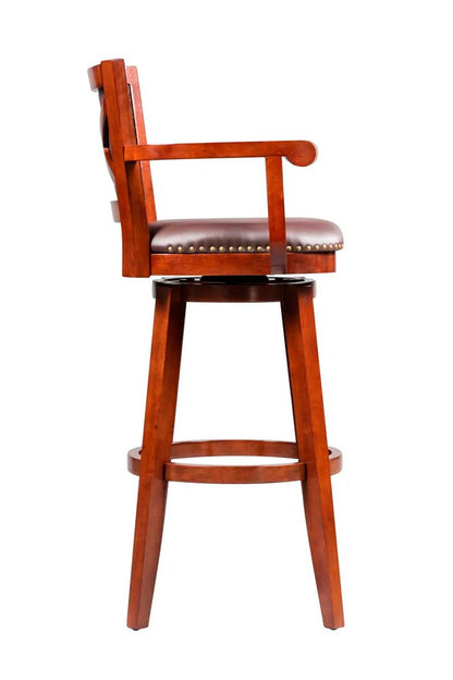 Boraam - Broadmoor Extra Tall Swivel Bar Stool with Arms - Cherry - 51934 veiw 3