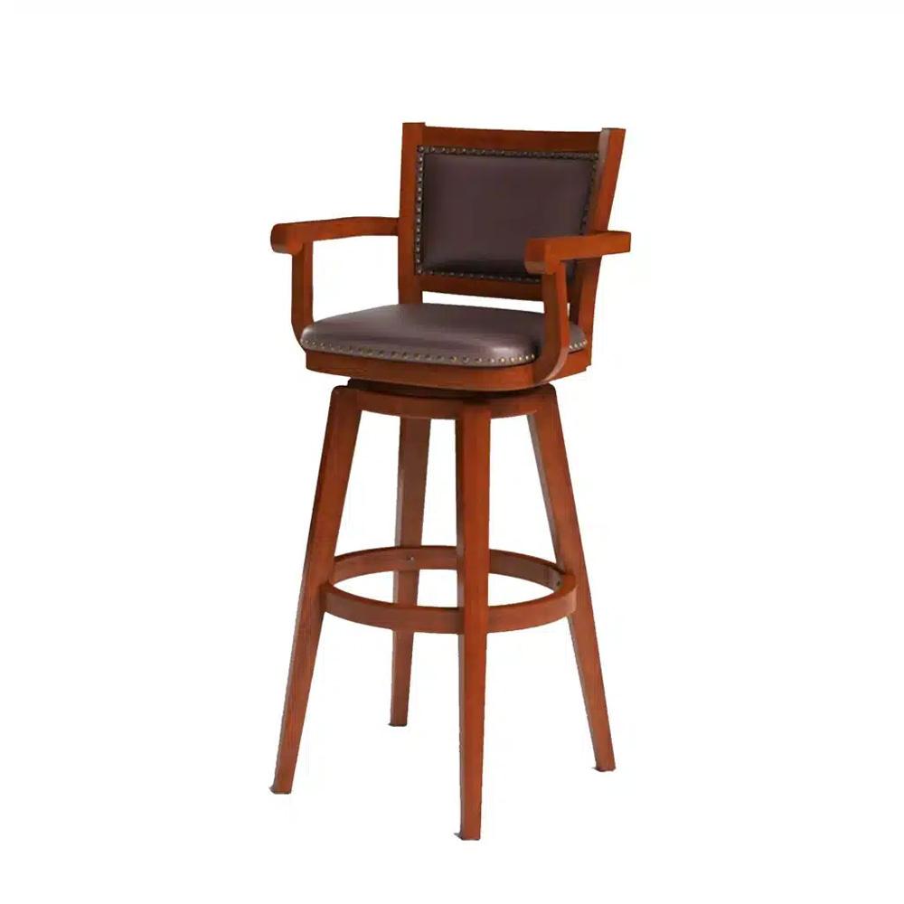 Boraam - Broadmoor Extra Tall Swivel Bar Stool with Arms - Cherry - 51934 veiw 4