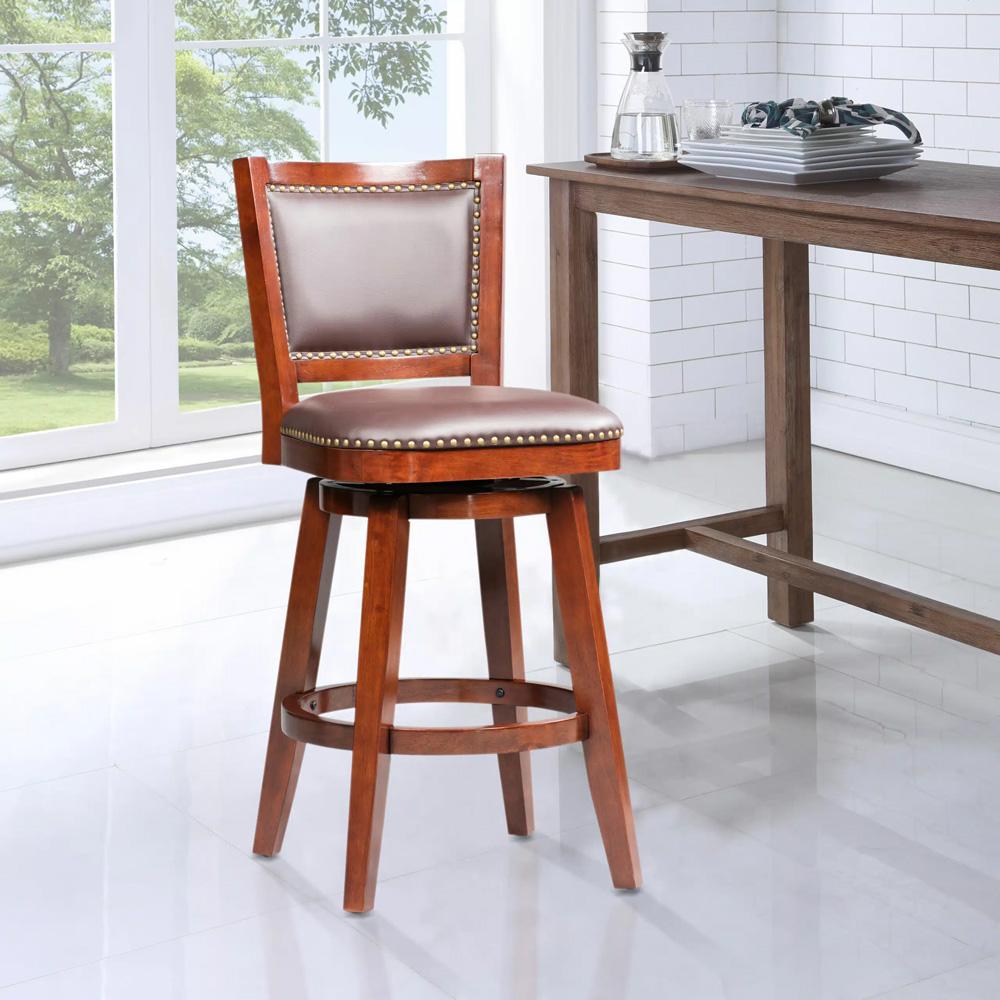 Boraam - Broadmoor Swivel Bar Stool - Cherry - 51929 veiw 2