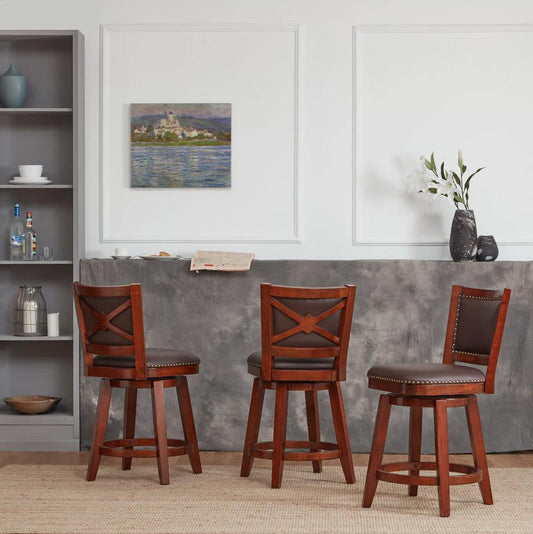 Boraam - Broadmoor Swivel Counter Stool - Cherry - 51924 veiw 2