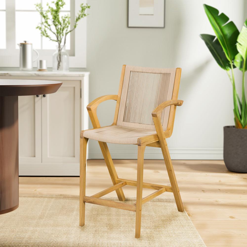 Boraam - Luca Tan Rope Bar Stool - Honeycomb Finish - 80329 veiw 9
