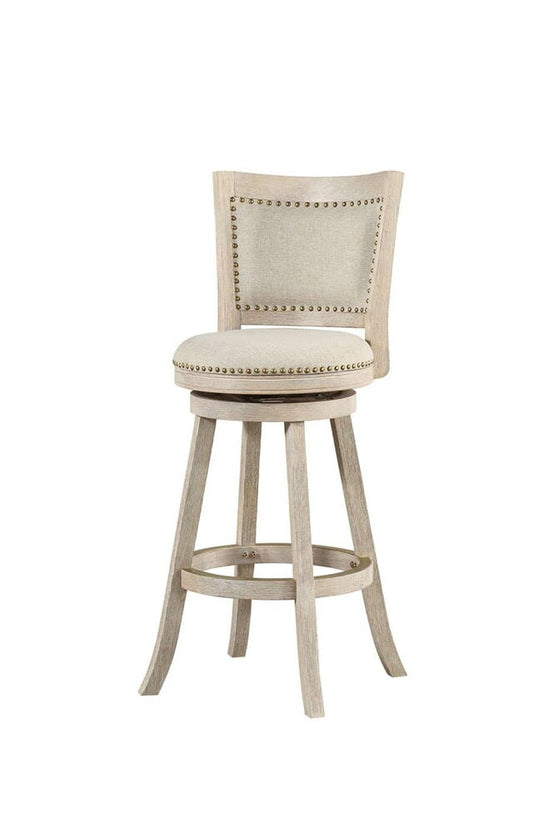 Boraam - Melrose Swivel Bar Stool - Ivory Wire-Brush - 76229 veiw 1