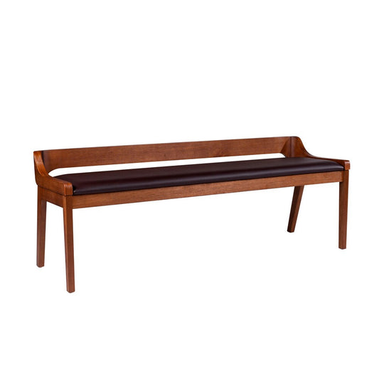 Boraam - Rasmus Brown Faux Leather Wood Dining Bench - Chestnut Wire-Brush Finish - 77315 veiw 1