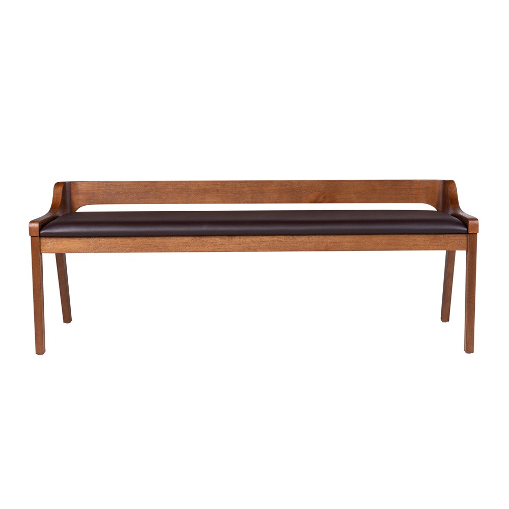 Boraam - Rasmus Brown Faux Leather Wood Dining Bench - Chestnut Wire-Brush Finish - 77315 veiw 2