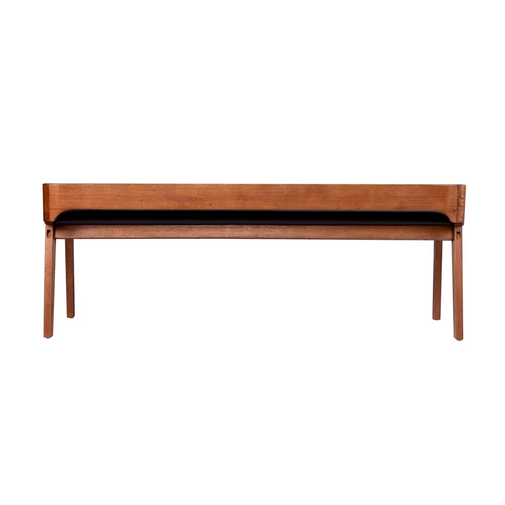 Boraam - Rasmus Brown Faux Leather Wood Dining Bench - Chestnut Wire-Brush Finish - 77315 veiw 4