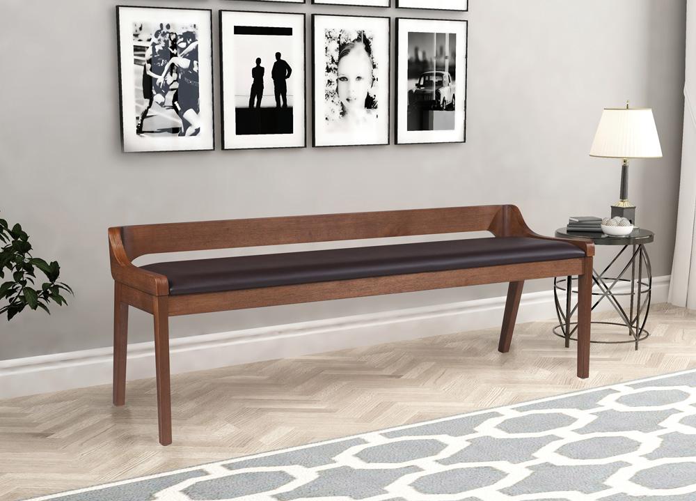 Boraam - Rasmus Brown Faux Leather Wood Dining Bench - Chestnut Wire-Brush Finish - 77315 veiw 5