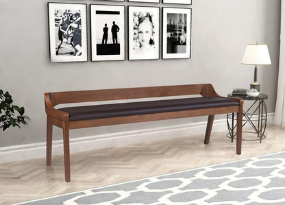Boraam - Rasmus Brown Faux Leather Wood Dining Bench - Chestnut Wire-Brush Finish - 77315 veiw 5