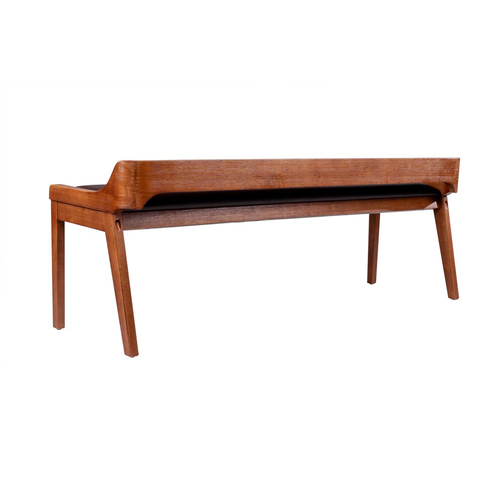 Boraam - Rasmus Brown Faux Leather Wood Dining Bench - Chestnut Wire-Brush Finish - 77315 veiw 6