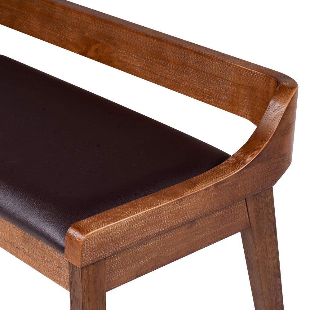 Boraam - Rasmus Brown Faux Leather Wood Dining Bench - Chestnut Wire-Brush Finish - 77315 veiw 7