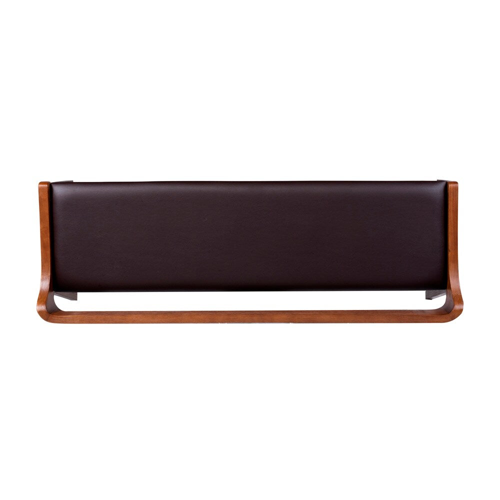 Boraam - Rasmus Brown Faux Leather Wood Dining Bench - Chestnut Wire-Brush Finish - 77315 veiw 8