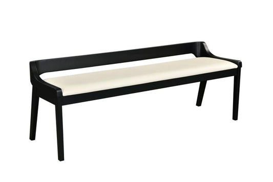 Boraam - Rasmus Cream Faux Leather Wood Dining Bench - Black Finish - 77818 veiw 1