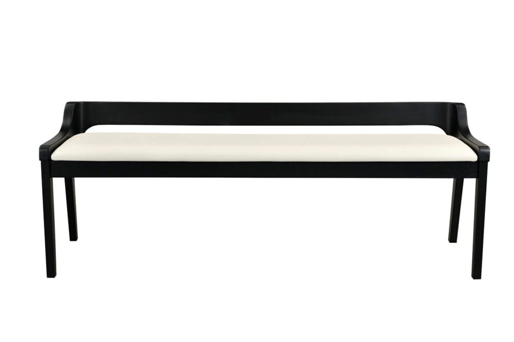 Boraam - Rasmus Cream Faux Leather Wood Dining Bench - Black Finish - 77818 veiw 2