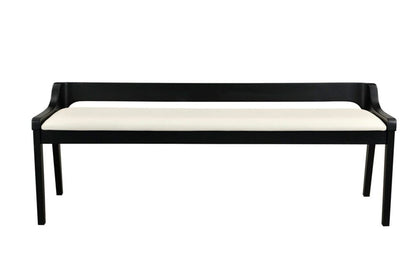 Boraam - Rasmus Cream Faux Leather Wood Dining Bench - Black Finish - 77818 veiw 2
