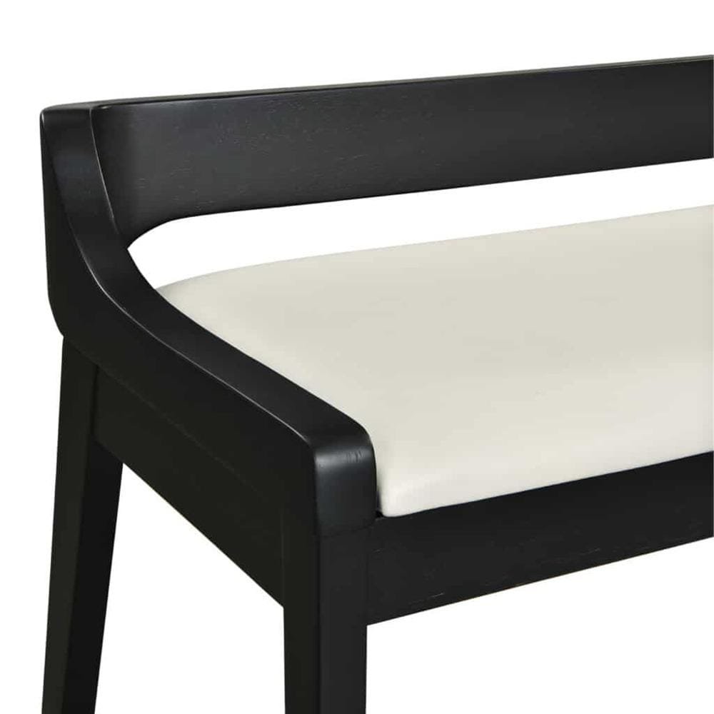 Boraam - Rasmus Cream Faux Leather Wood Dining Bench - Black Finish - 77818 veiw 5