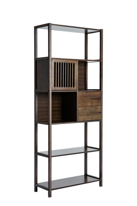 Boraam - Selma Bamboo Bookcase - Left Facing Spindle Cabinet, Cappuccino - 50656_BOR veiw 1