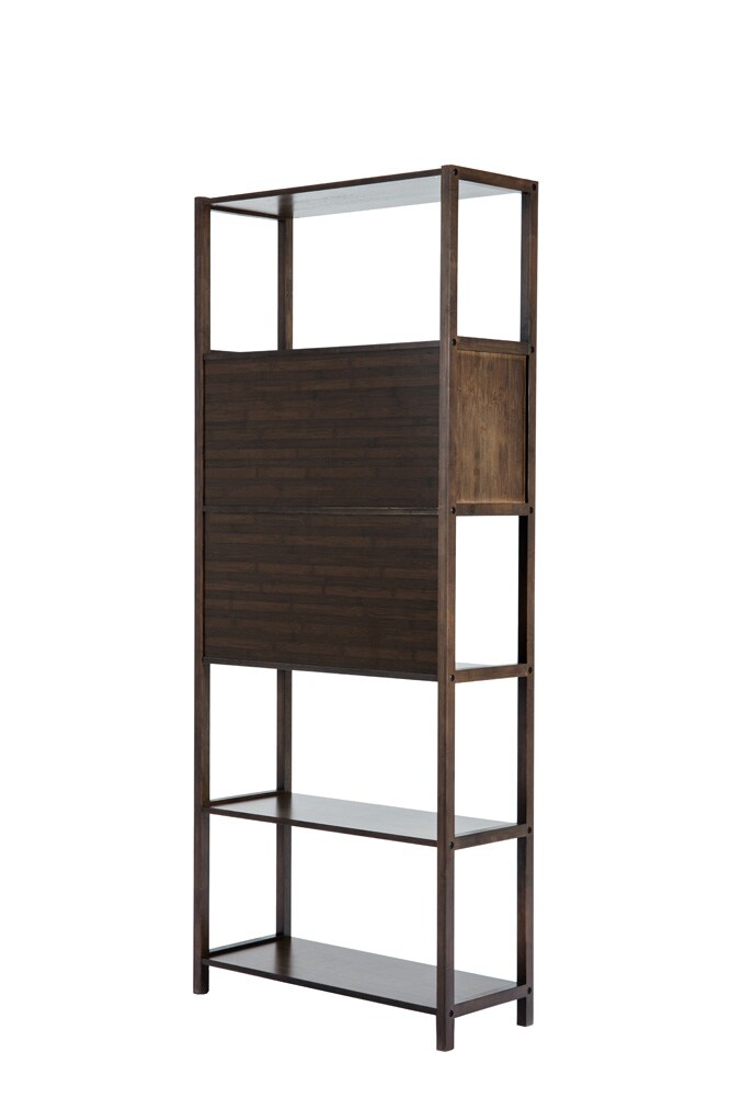 Boraam - Selma Bamboo Bookcase - Left Facing Spindle Cabinet, Cappuccino - 50656_BOR veiw 2