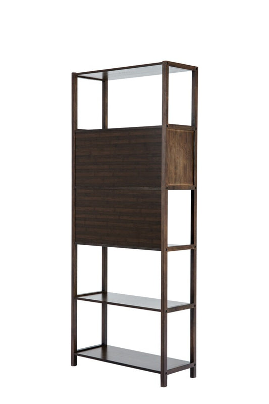 Boraam - Selma Bamboo Bookcase - Left Facing Spindle Cabinet, Cappuccino - 50656_BOR veiw 2