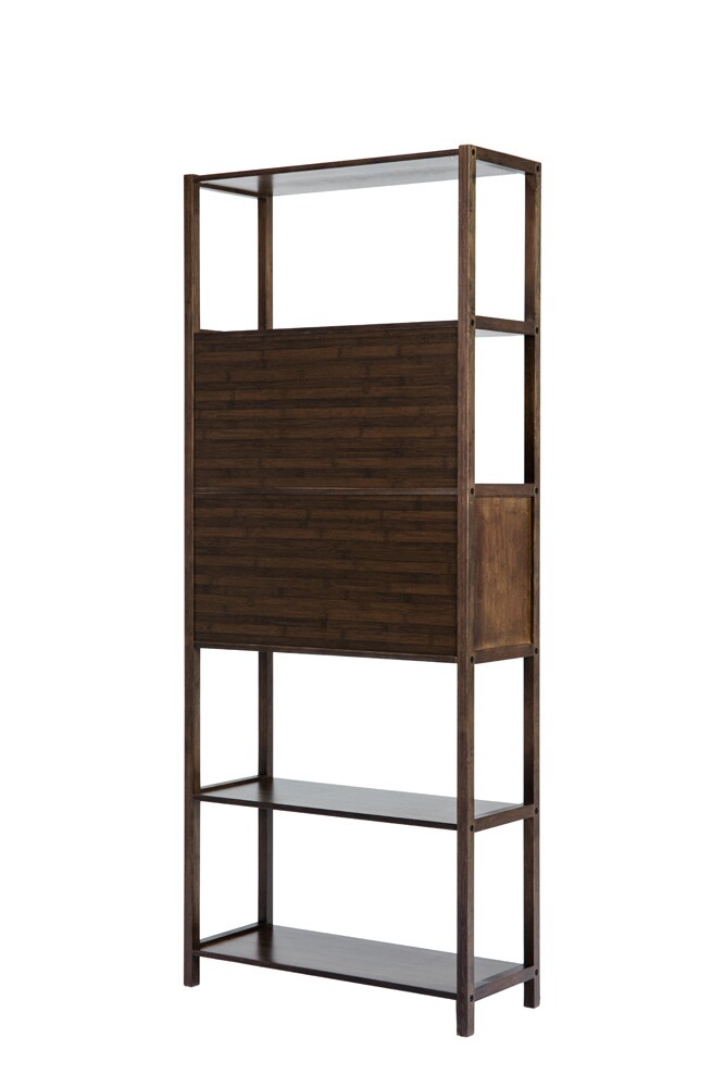 Boraam - Selma Bamboo Bookcase - Left Facing Spindle Cabinet, Cappuccino - 50656_BOR veiw 7