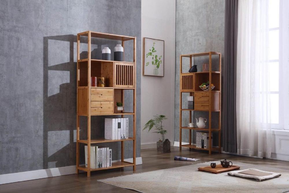 Boraam - Selma Bamboo Bookcase - Left Facing Spindle Cabinet, Natural - 50654 veiw 2